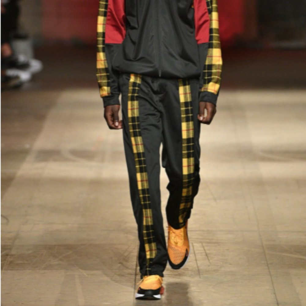 Astrid Andersen yellow plaid stripe joggers